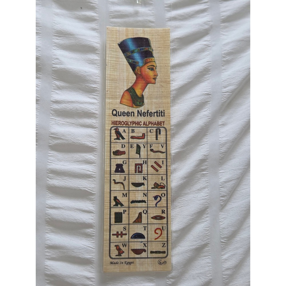 Two Egyptian Papyrus Bookmark Bastet Cat Hieroglyphic Made in Egypt 2x7in